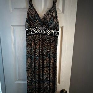Studio West Black and Brown Chevron Midi summer dress